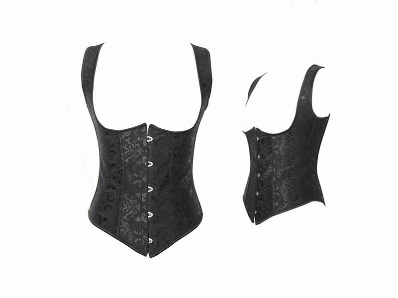 Black Pattern Bridal Wedding Waistcoat Corset